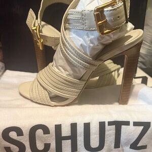 SCHUTZ Women's Beige Strappy Heels
